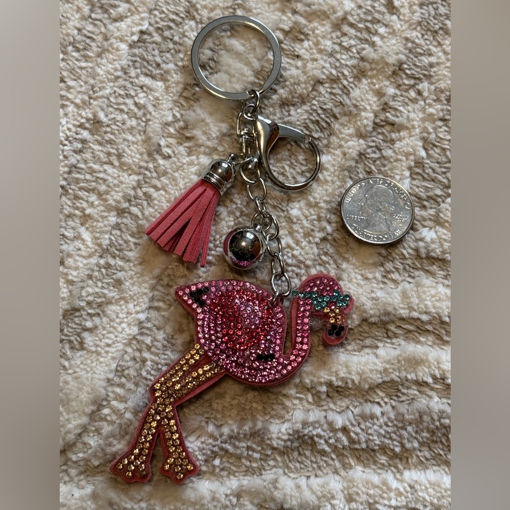 Pink Flamingo Keychain with Tassel